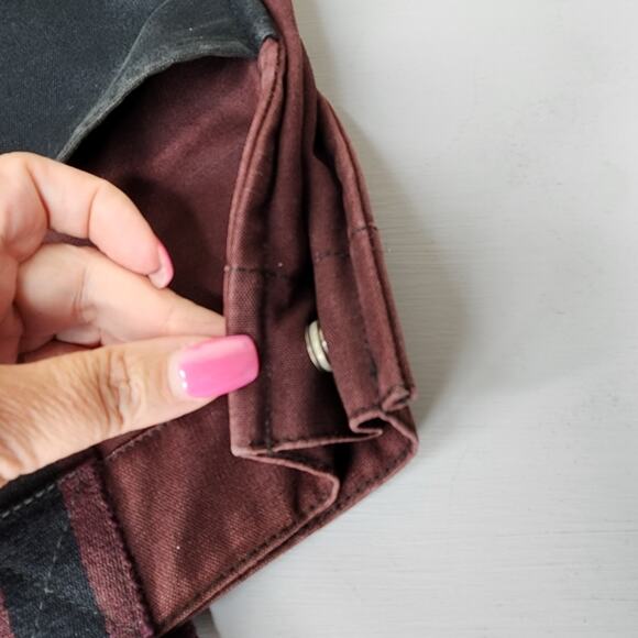 Hermes MM Fourre Canvas Tote Navy Blue and Burgundy Silver Hardware - Picture 10 of 16